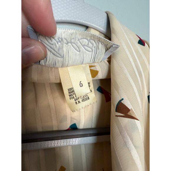 Vintage Carol Bird pleated cowl neck blouse all over print 80s - Picture 4 of 8